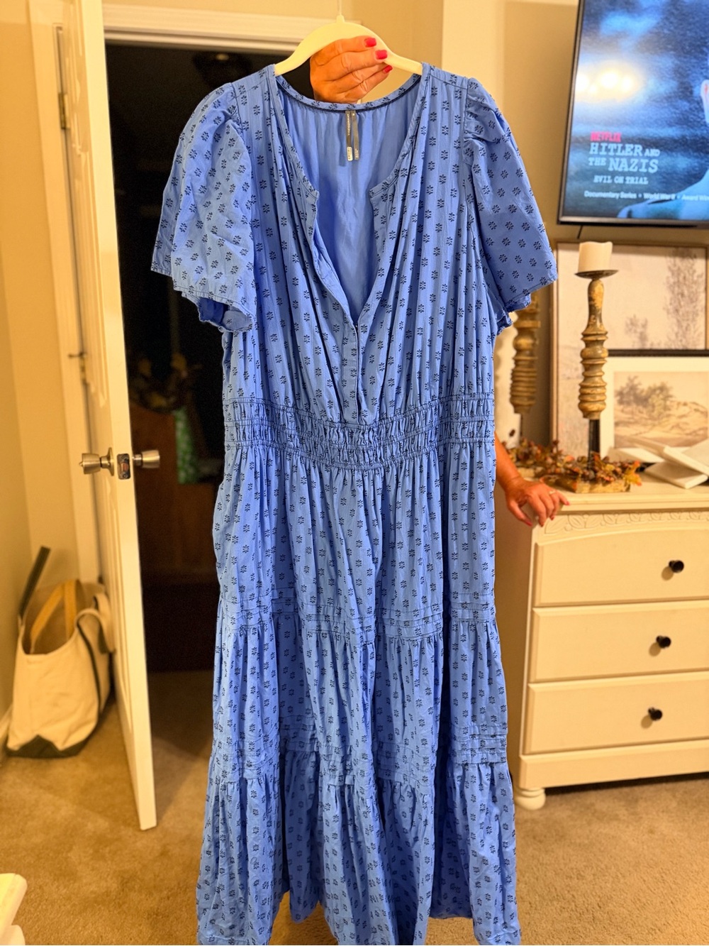 Anthropologie Periwinkle Tiered Maxi Dress with Smocked Waist